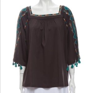 Weekend Max Mara. Square Neckline Three-Quarter Sleeve Blouse. Size: Large